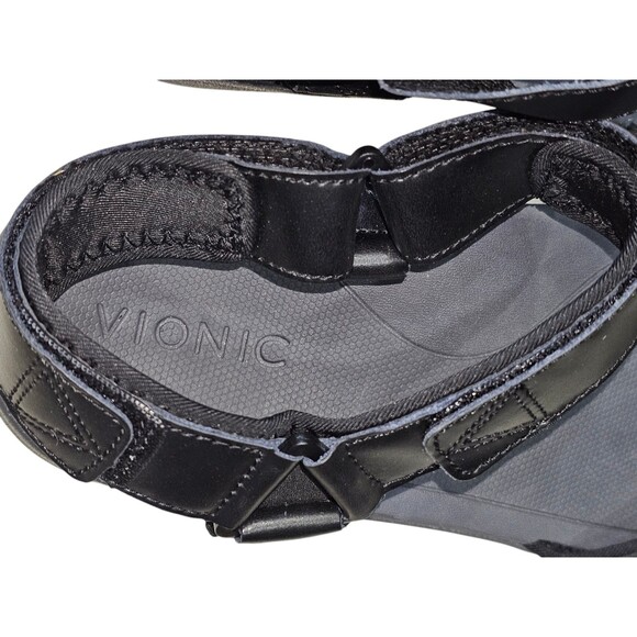 Vionic Men\'s Size 9 Canoe Leo Black Leather Straps Sport Sandals Comfort Shoe main image 7